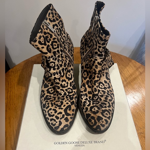 Golden Goose Bretagne Leopard Print Harness Moto Ankle Booties Size EU 40 - Picture 1 of 11